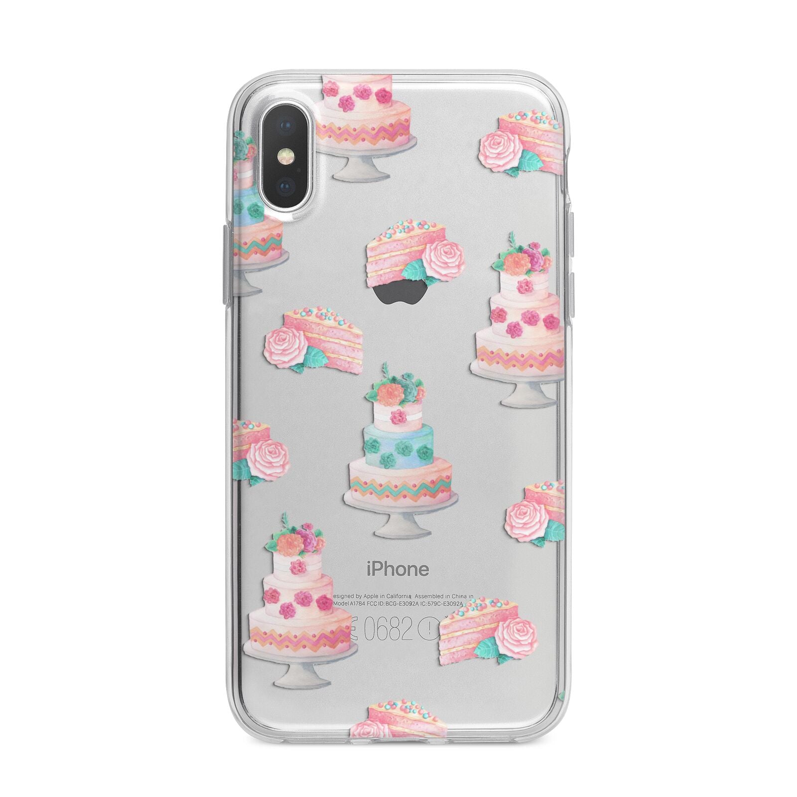 Pink Cake Print iPhone X Bumper Case on Silver iPhone Alternative Image 1