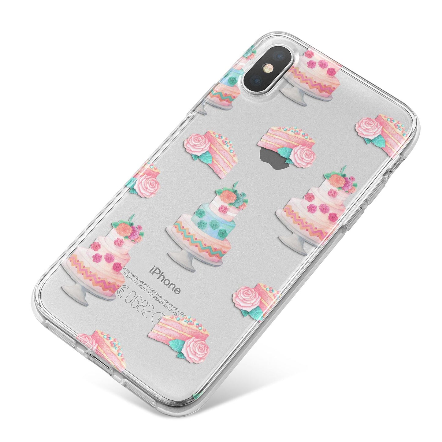 Pink Cake Print iPhone X Bumper Case on Silver iPhone