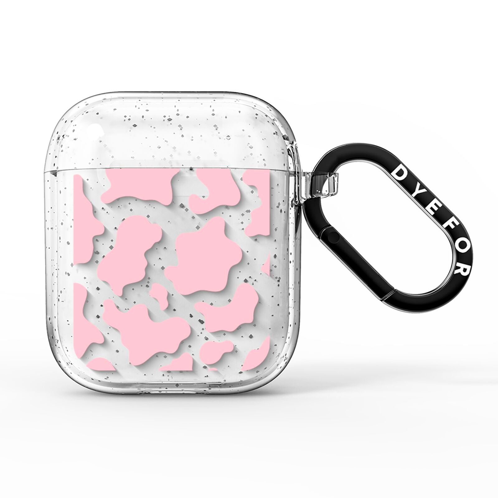 Pink Cow Print AirPods Glitter Case