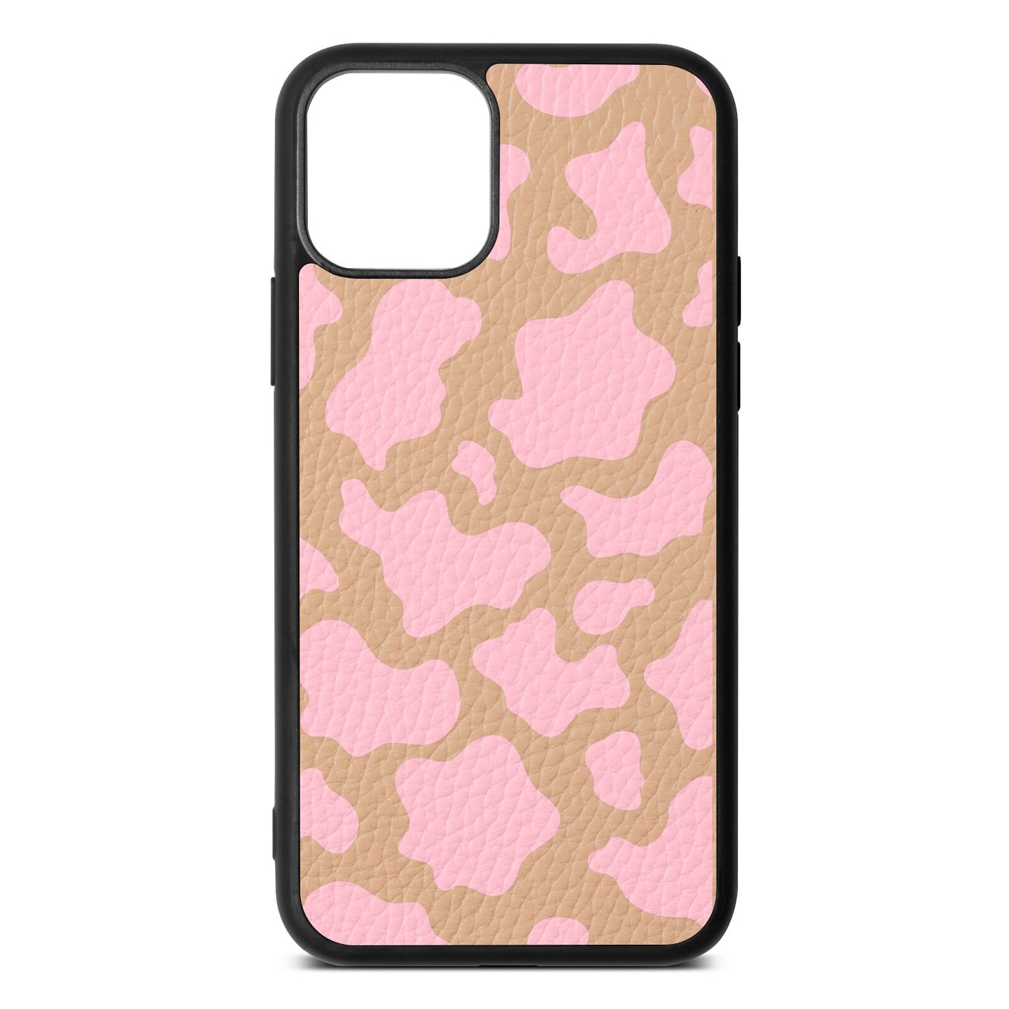 Pink Cow Print Nude Pebble Leather iPhone 11 Case