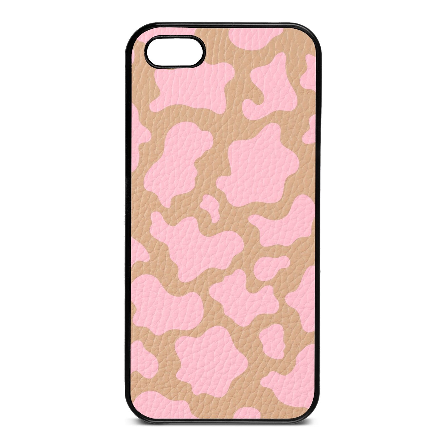 Pink Cow Print Nude Pebble Leather iPhone 5 Case