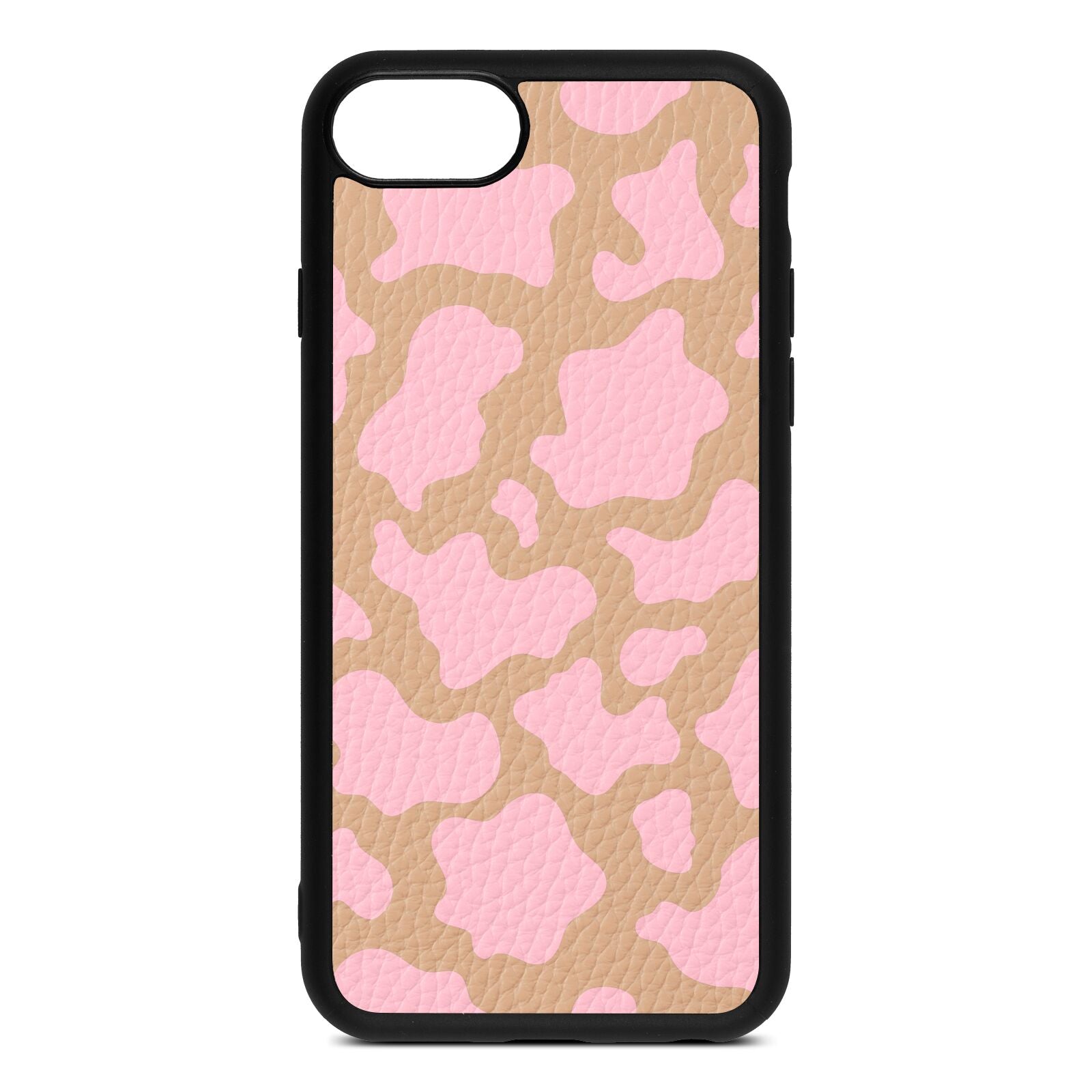 Pink Cow Print Nude Pebble Leather iPhone 8 Case