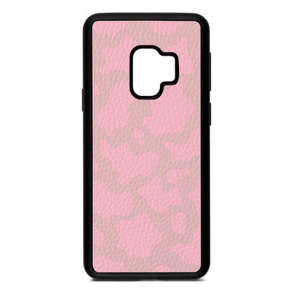 Pink Cow Print Pink Pebble Leather Samsung S9 Case