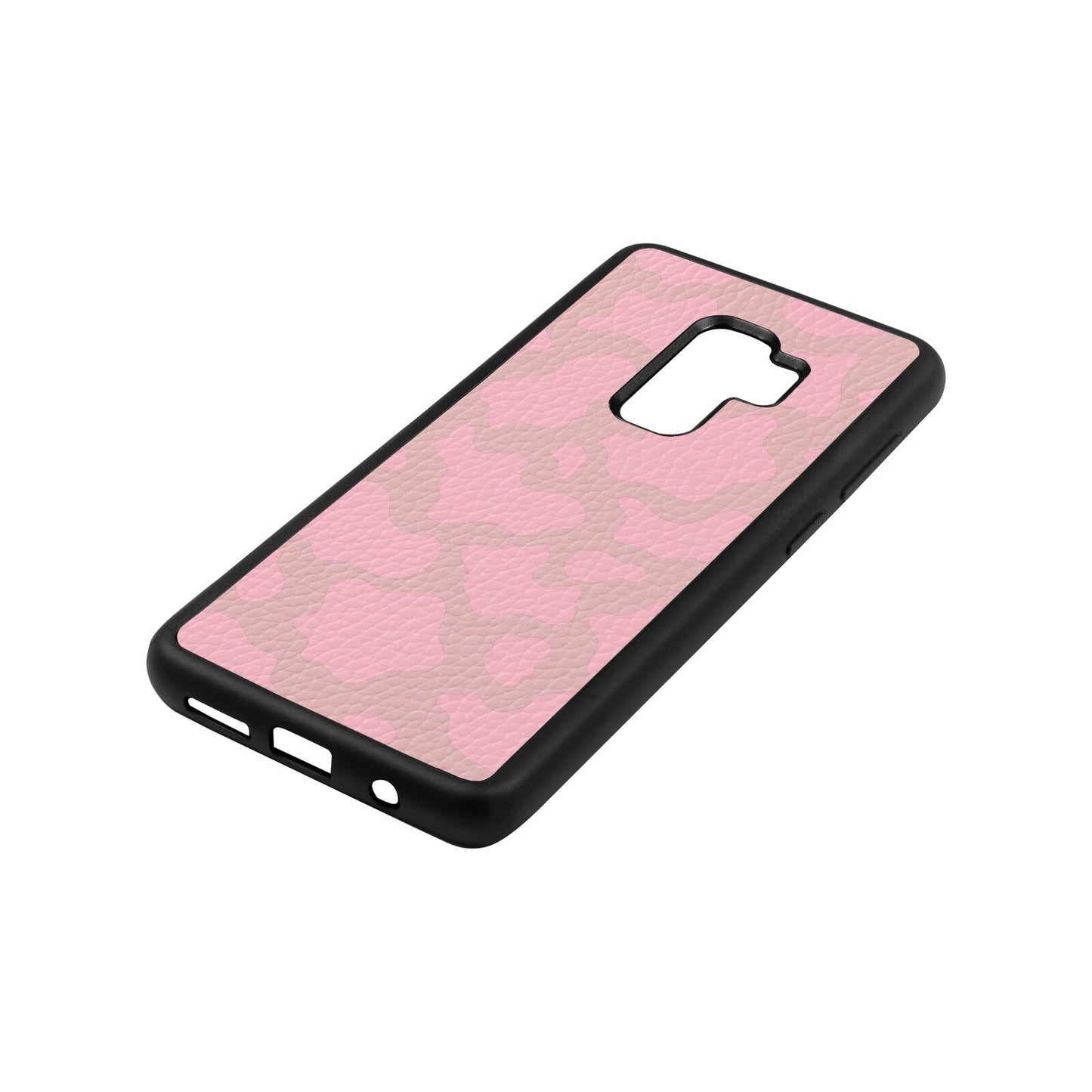 Pink Cow Print Pink Pebble Leather Samsung S9 Plus Case Side Angle