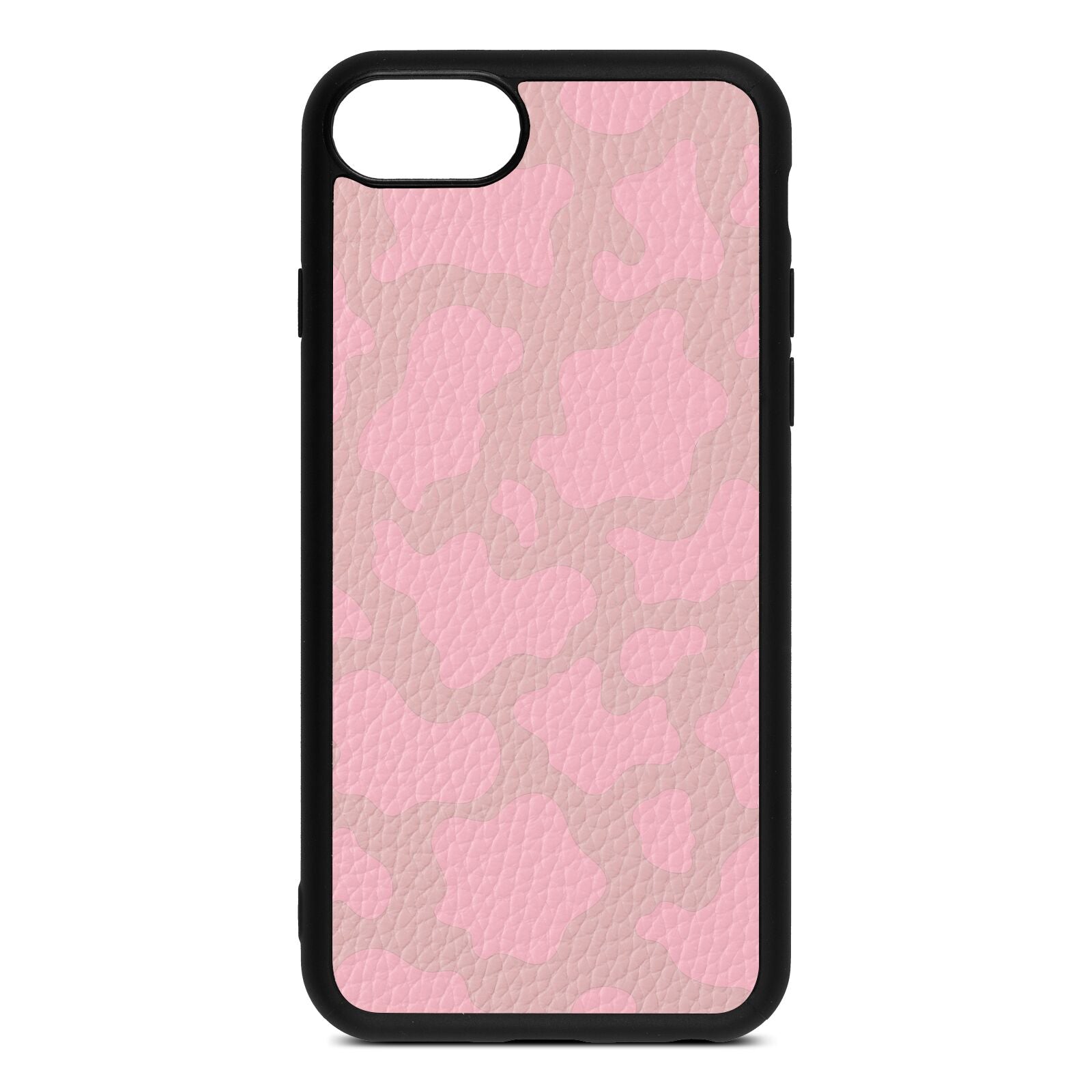 Pink Cow Print Pink Pebble Leather iPhone 8 Case