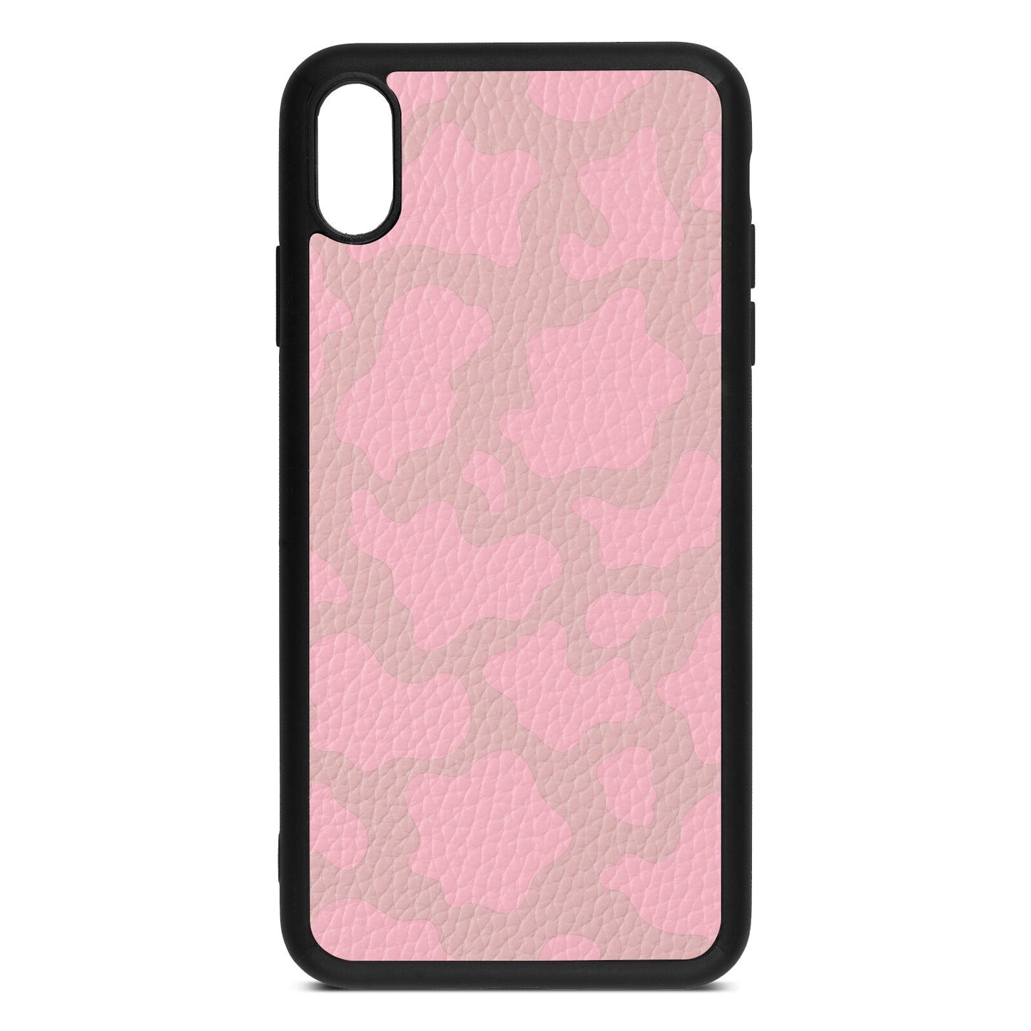 Pink Cow Print Pink Pebble Leather iPhone Xs Max Case