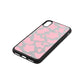 Pink Cow Print Silver Gold Pebble Leather iPhone Xs Case Side Angle