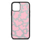 Pink Cow Print Silver Pebble Leather iPhone 11 Pro Case