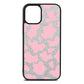 Pink Cow Print Silver Pebble Leather iPhone 12 Mini Case