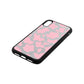 Pink Cow Print Silver Pebble Leather iPhone Xr Case Side Angle