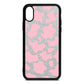 Pink Cow Print Silver Pebble Leather iPhone Xs Case