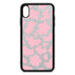 Pink Cow Print Silver Pebble Leather iPhone Xs Max Case
