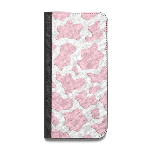 Pink Cow Print Vegan Leather Flip iPhone Case