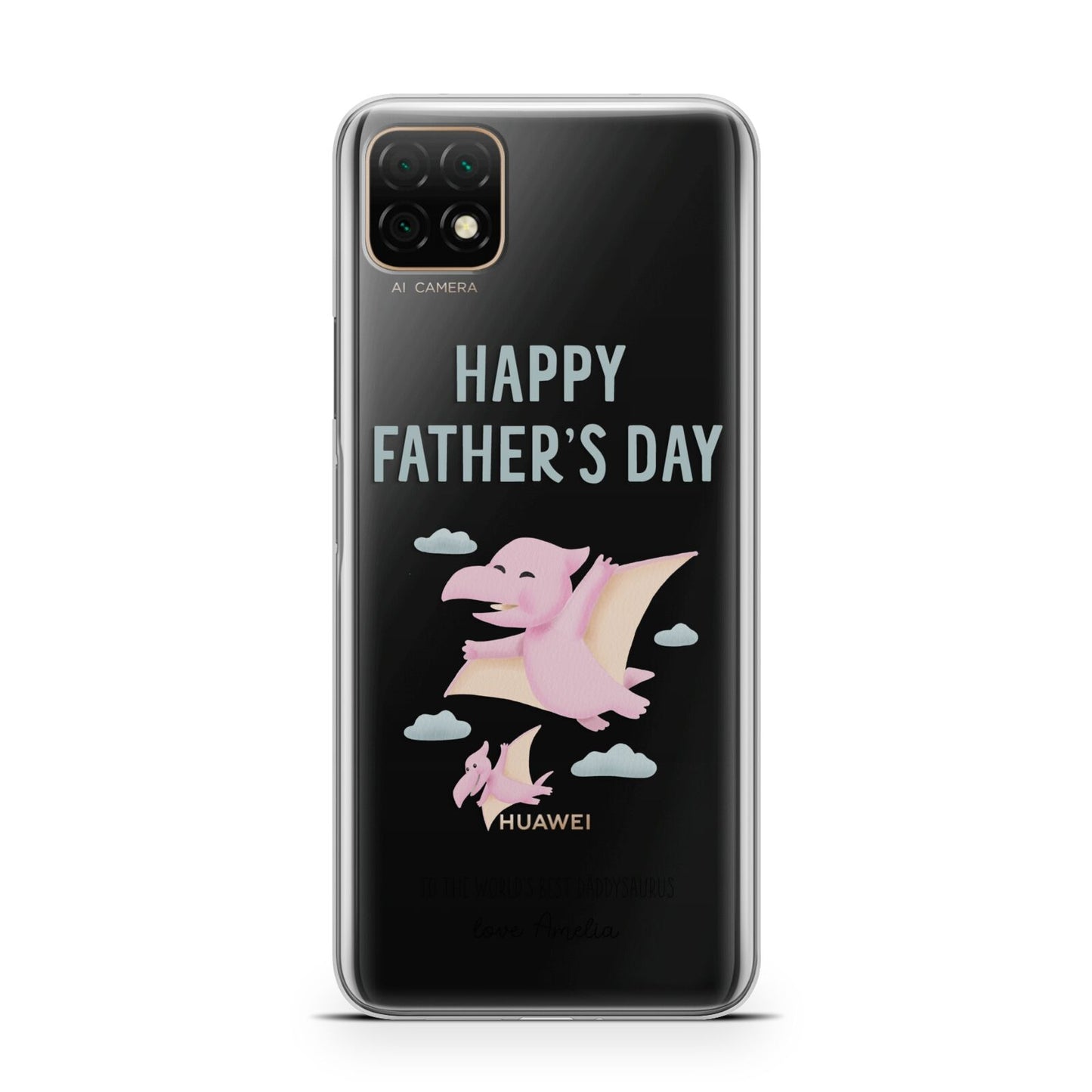 Pink Dino Happy Fathers Day Custom Huawei Enjoy 20 Phone Case