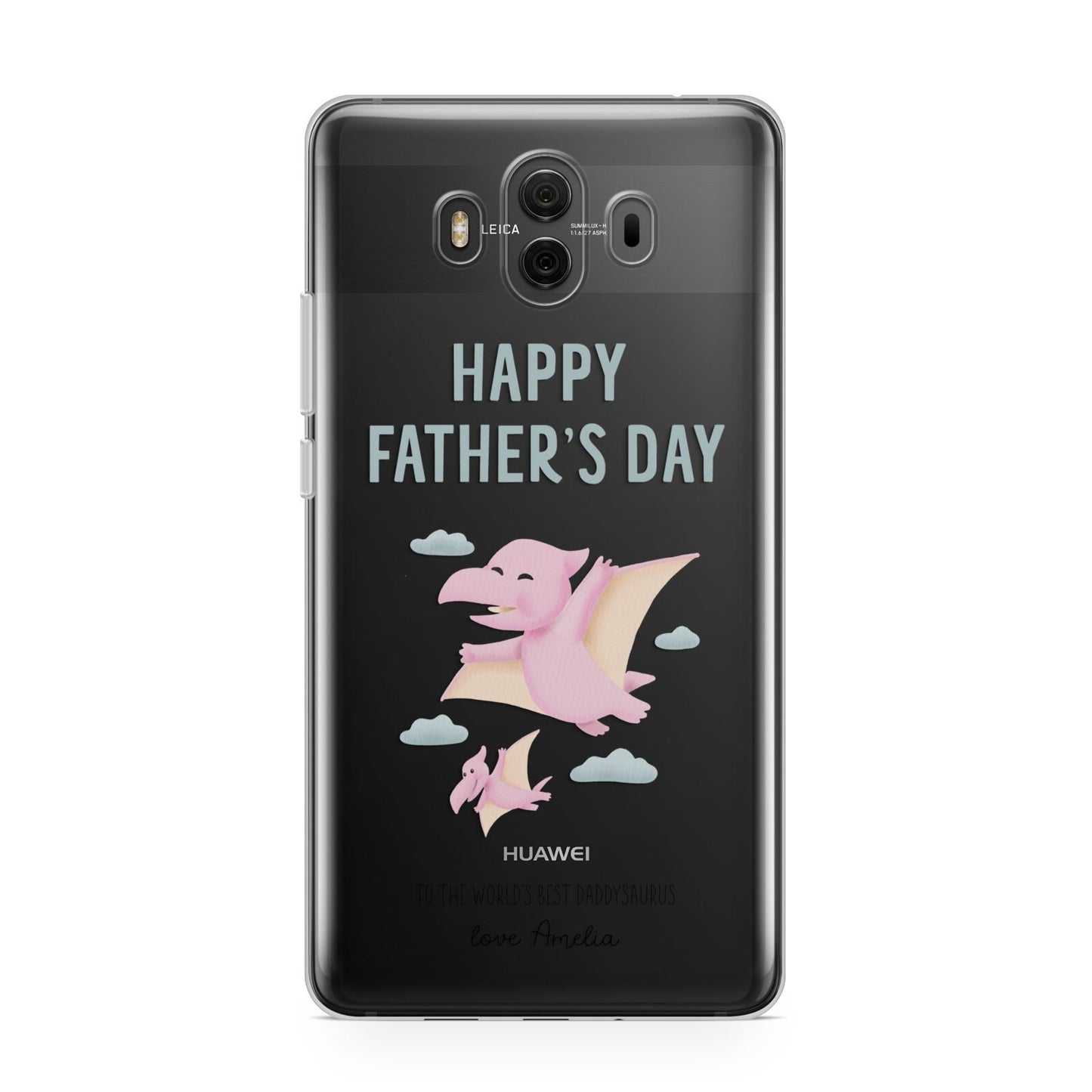 Pink Dino Happy Fathers Day Custom Huawei Mate 10 Protective Phone Case