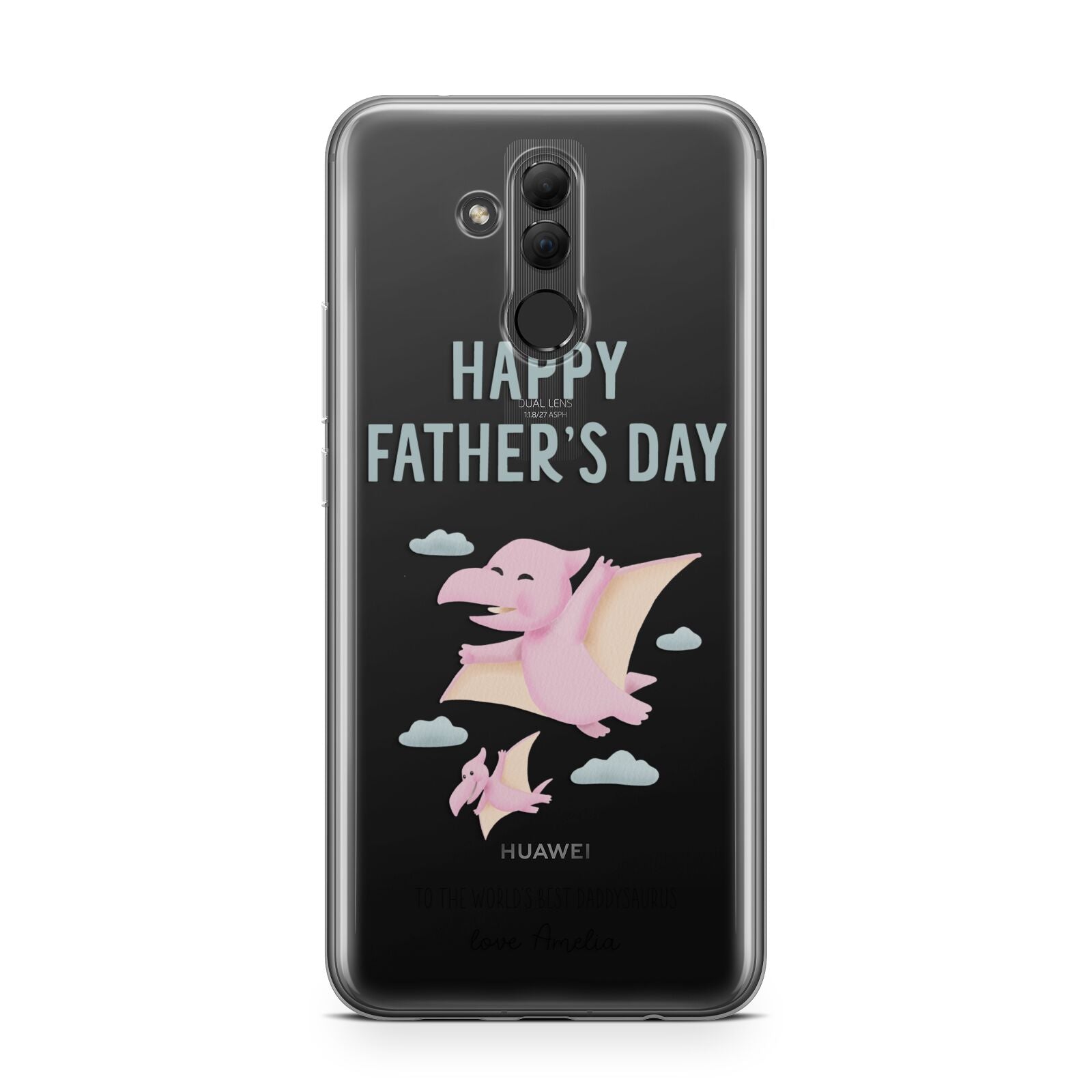 Pink Dino Happy Fathers Day Custom Huawei Mate 20 Lite