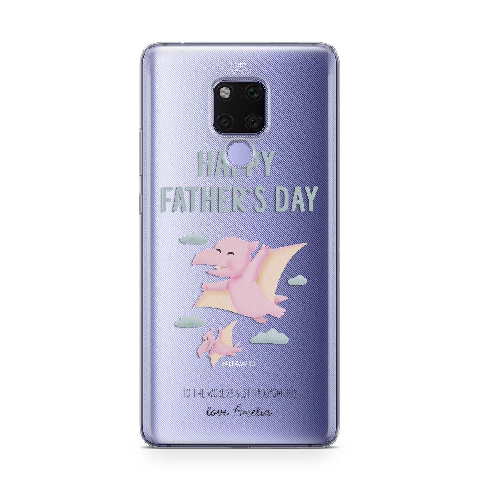 Pink Dino Happy Fathers Day Custom Huawei Mate 20X Phone Case