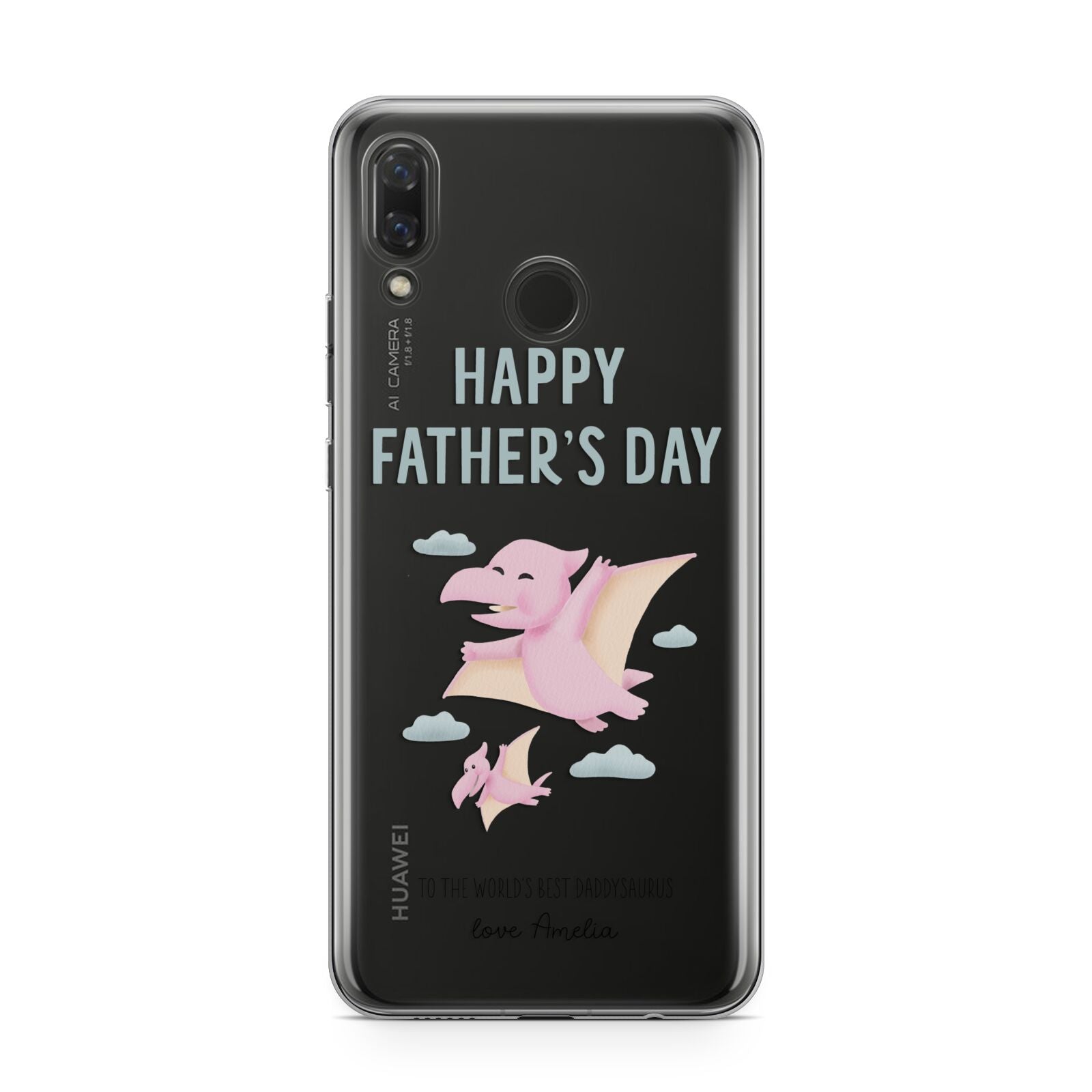 Pink Dino Happy Fathers Day Custom Huawei Nova 3 Phone Case