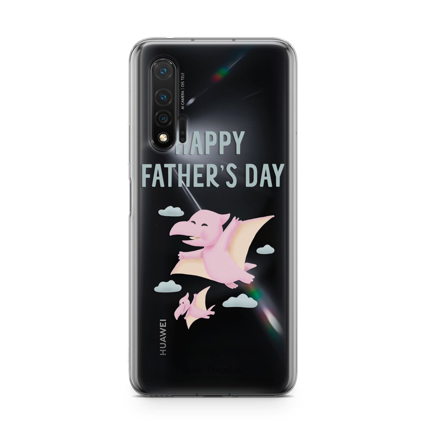 Pink Dino Happy Fathers Day Custom Huawei Nova 6 Phone Case