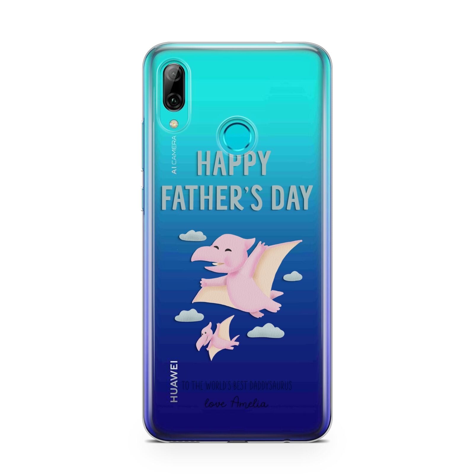 Pink Dino Happy Fathers Day Custom Huawei P Smart 2019 Case