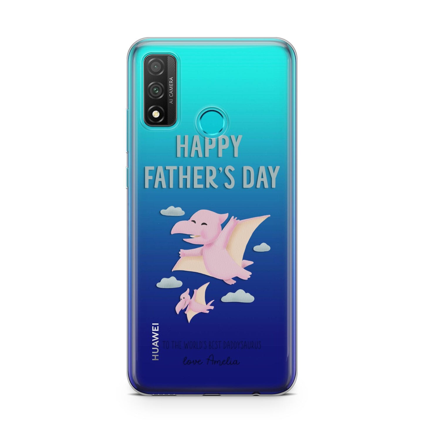 Pink Dino Happy Fathers Day Custom Huawei P Smart 2020