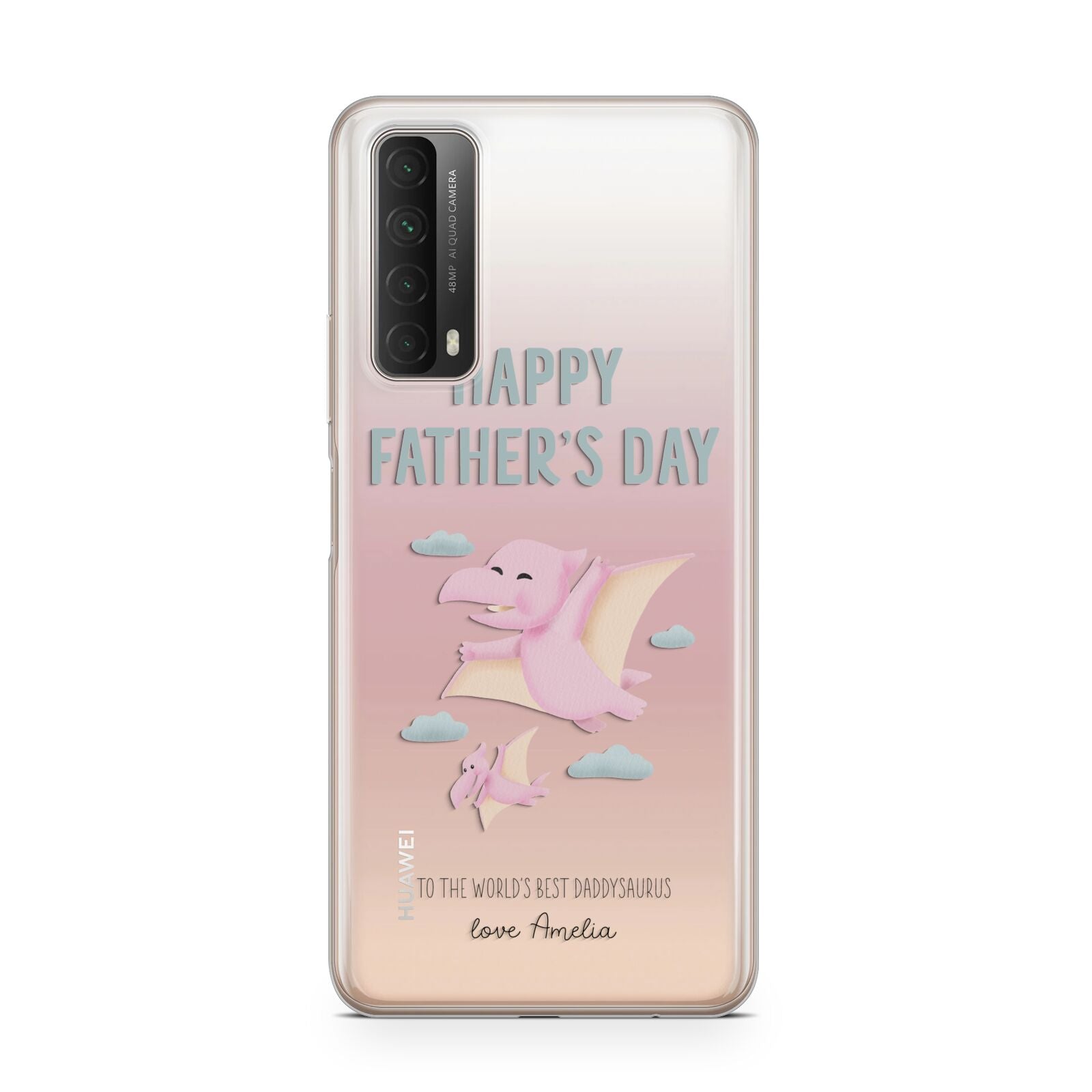 Pink Dino Happy Fathers Day Custom Huawei P Smart 2021