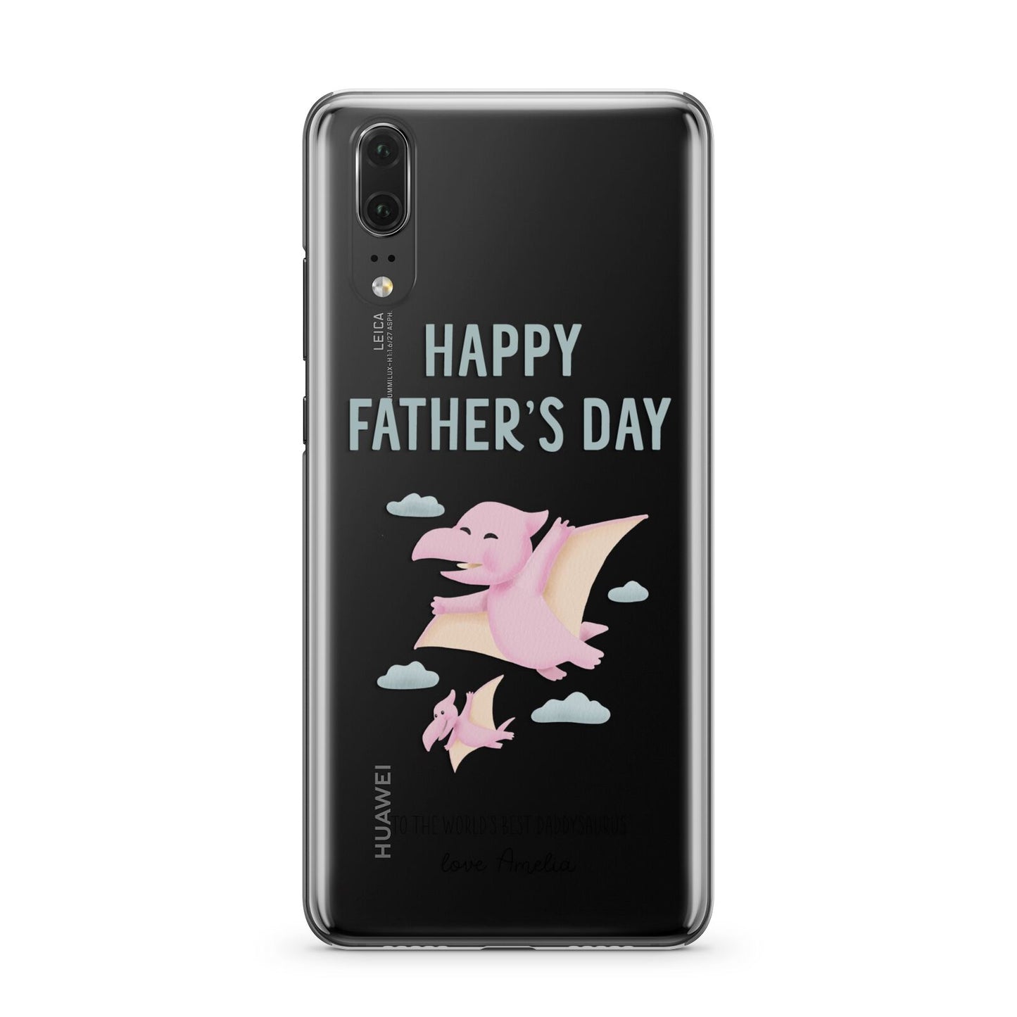 Pink Dino Happy Fathers Day Custom Huawei P20 Phone Case