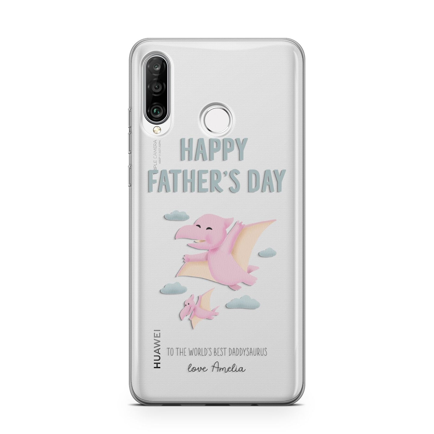 Pink Dino Happy Fathers Day Custom Huawei P30 Lite Phone Case