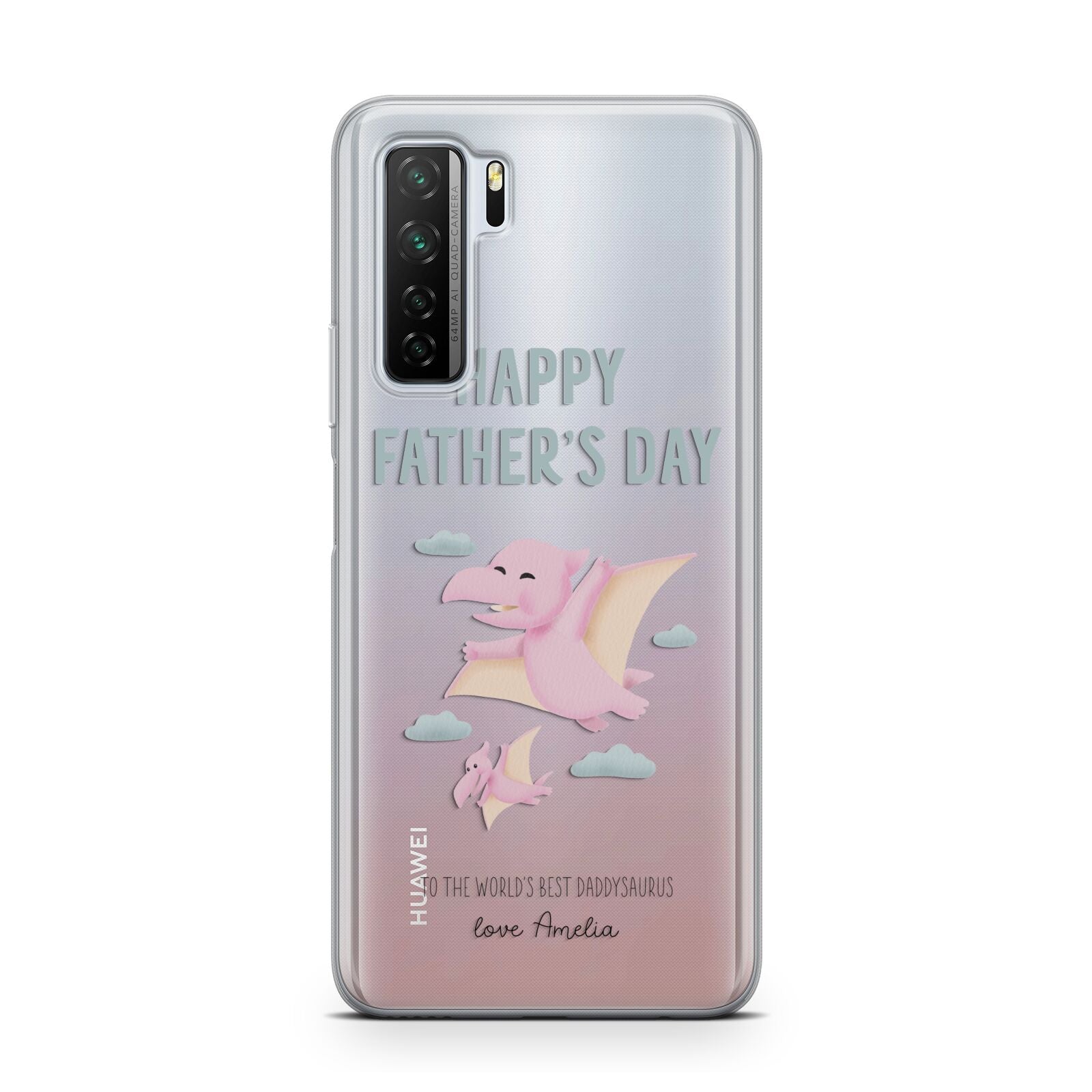 Pink Dino Happy Fathers Day Custom Huawei P40 Lite 5G Phone Case