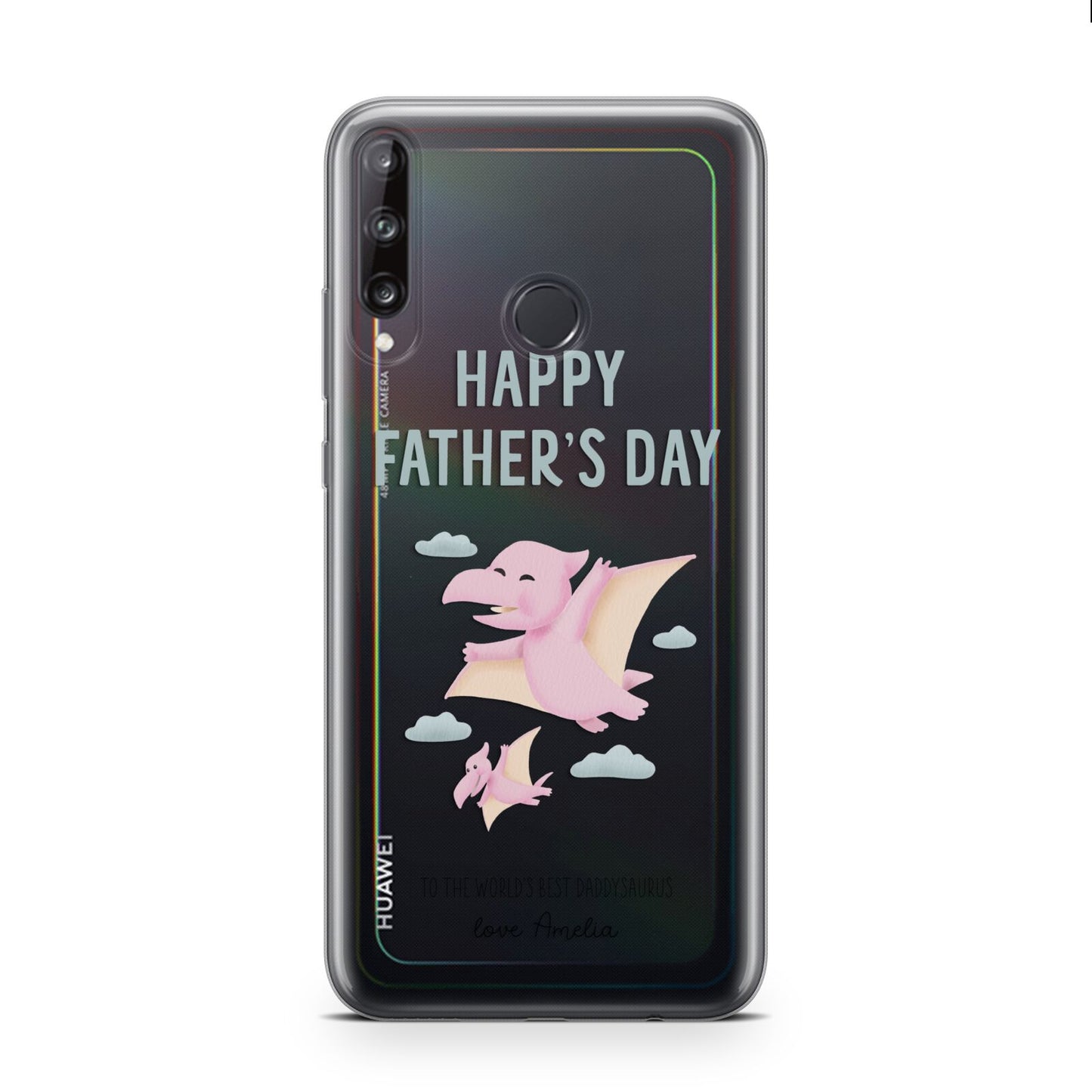 Pink Dino Happy Fathers Day Custom Huawei P40 Lite E Phone Case