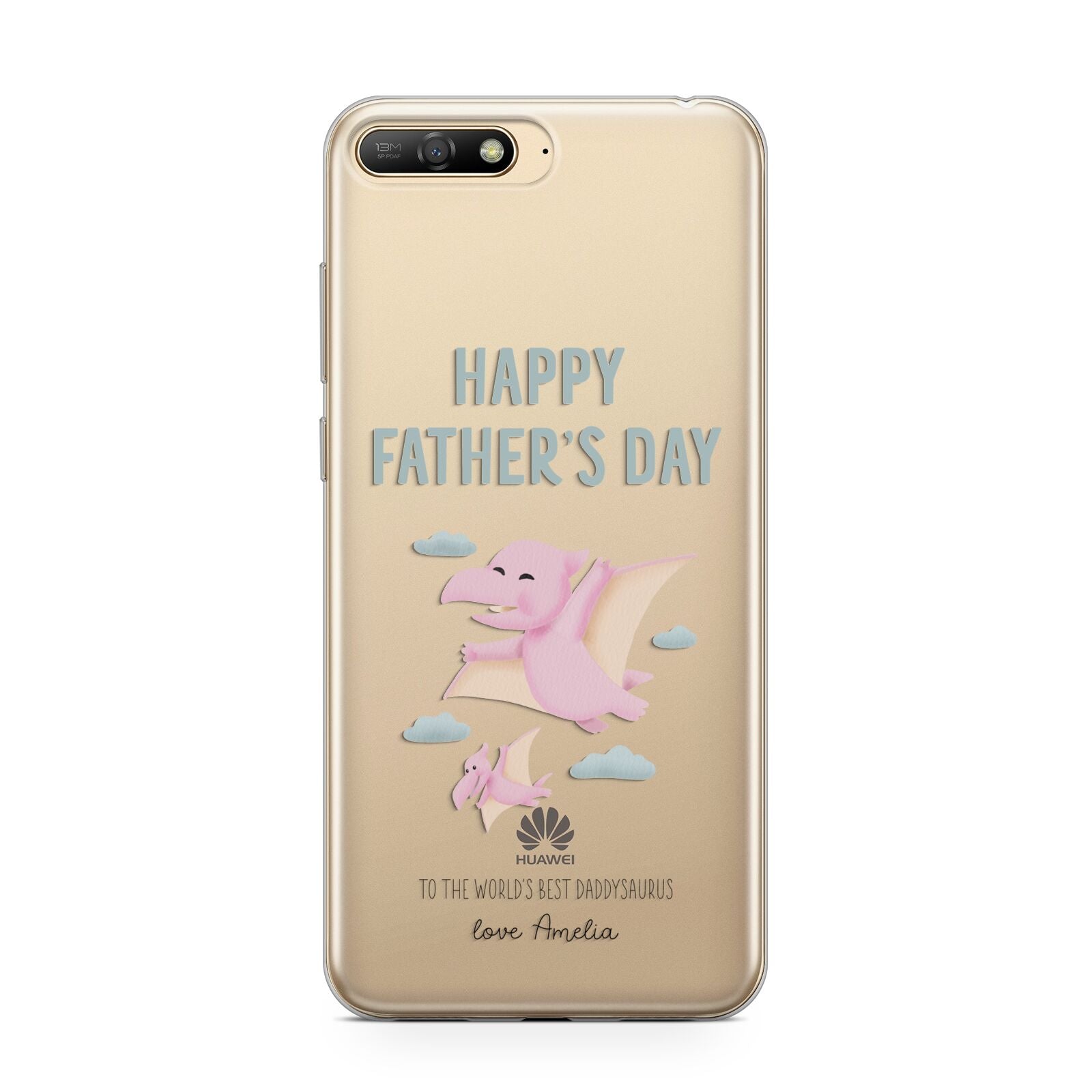 Pink Dino Happy Fathers Day Custom Huawei Y6 2018