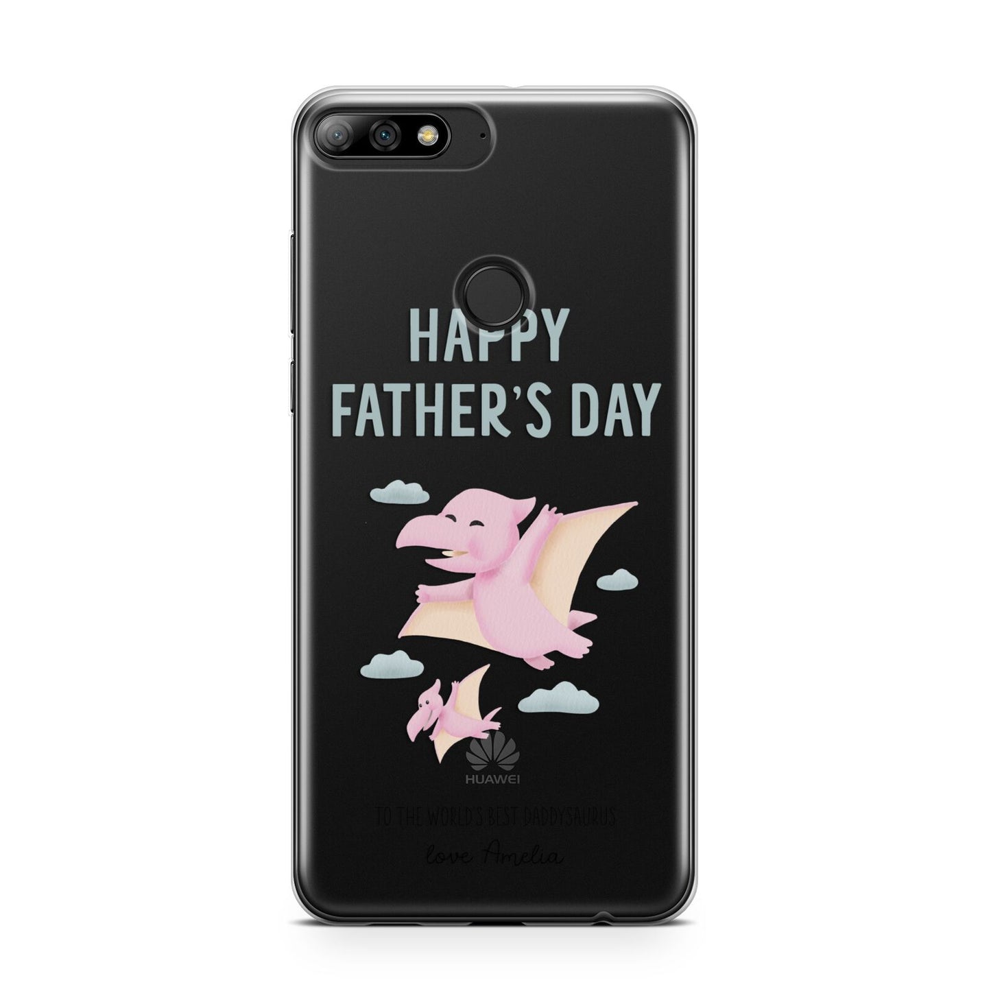 Pink Dino Happy Fathers Day Custom Huawei Y7 2018