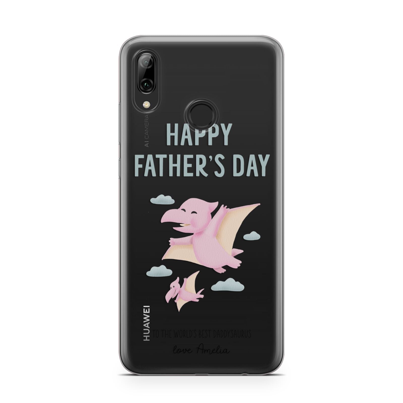 Pink Dino Happy Fathers Day Custom Huawei Y7 2019