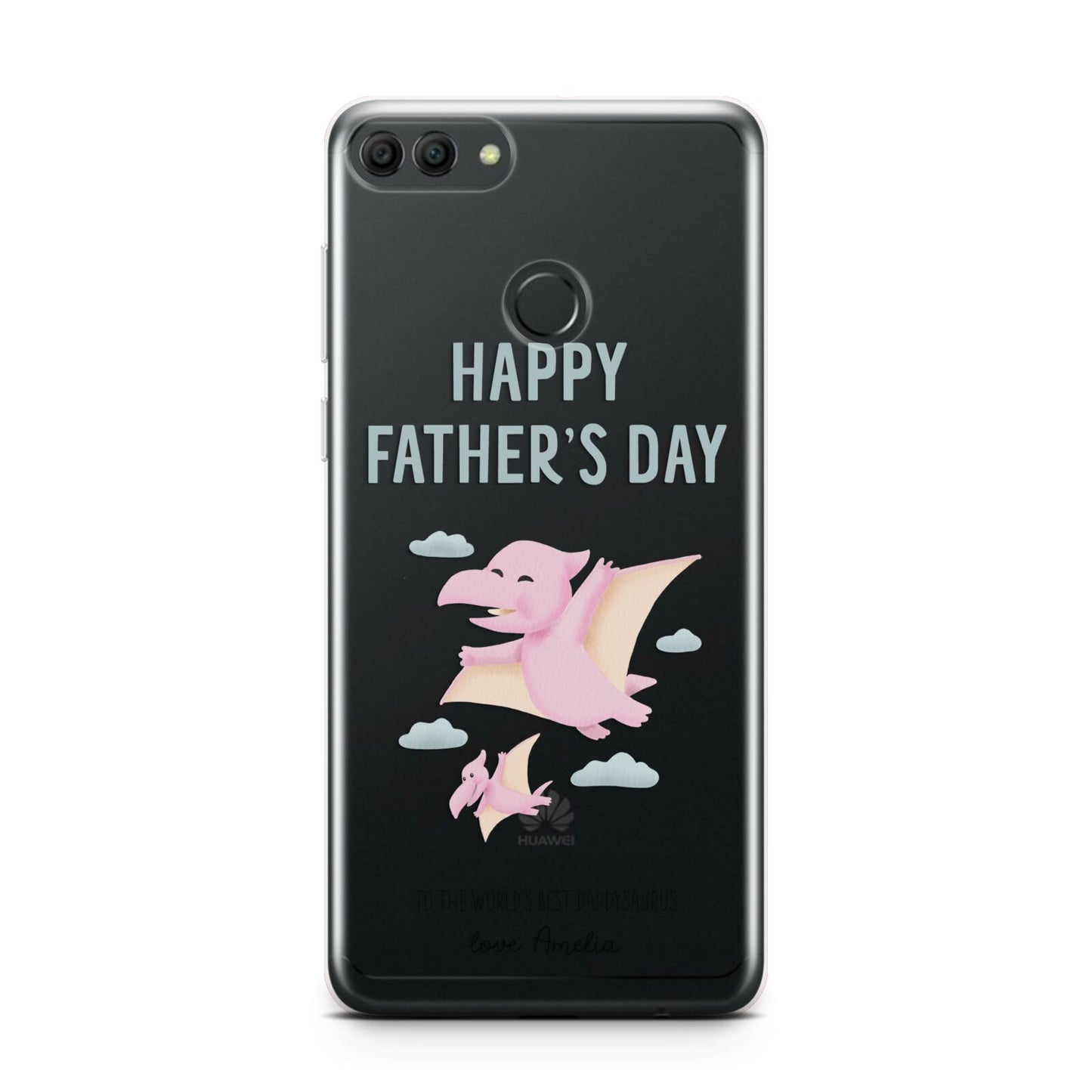 Pink Dino Happy Fathers Day Custom Huawei Y9 2018