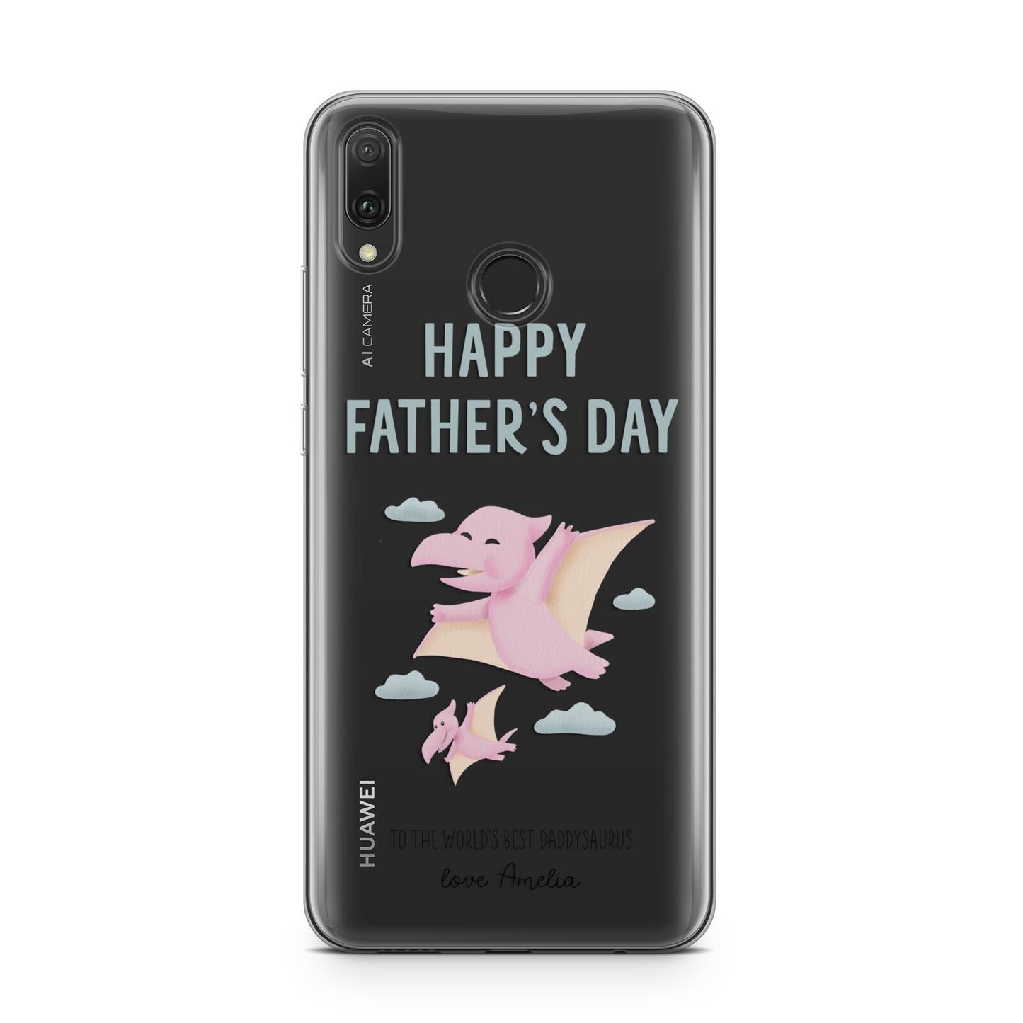 Pink Dino Happy Fathers Day Custom Huawei Y9 2019