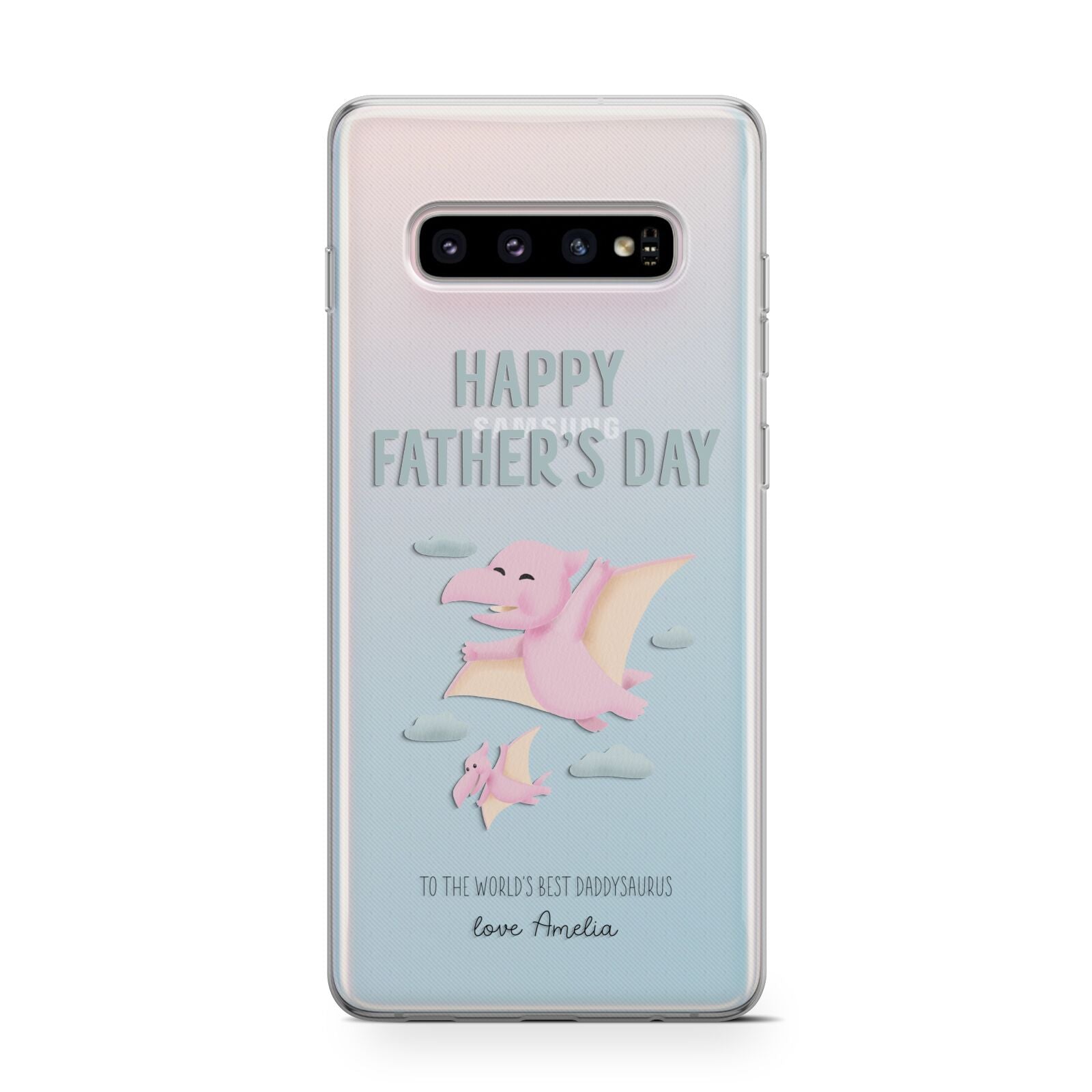 Pink Dino Happy Fathers Day Custom Protective Samsung Galaxy Case