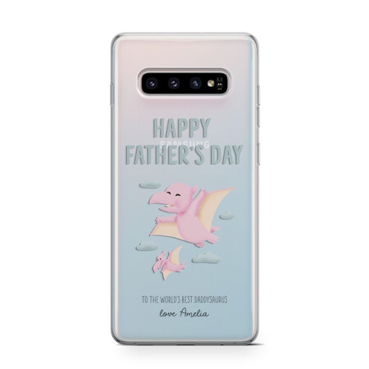 Pink Dino Happy Fathers Day Custom Protective Samsung Galaxy Case