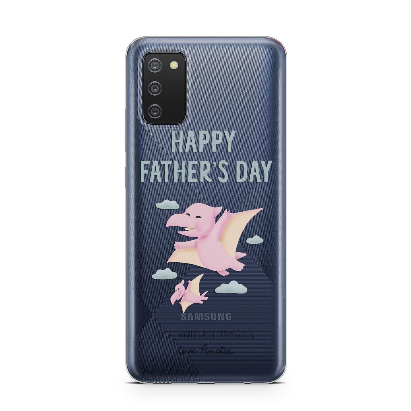 Pink Dino Happy Fathers Day Custom Samsung A02s Case