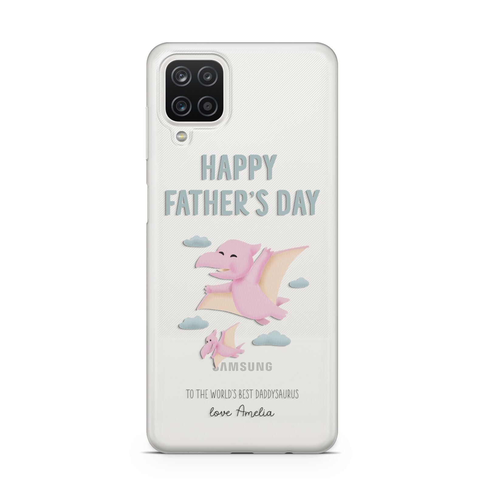 Pink Dino Happy Fathers Day Custom Samsung A12 Case