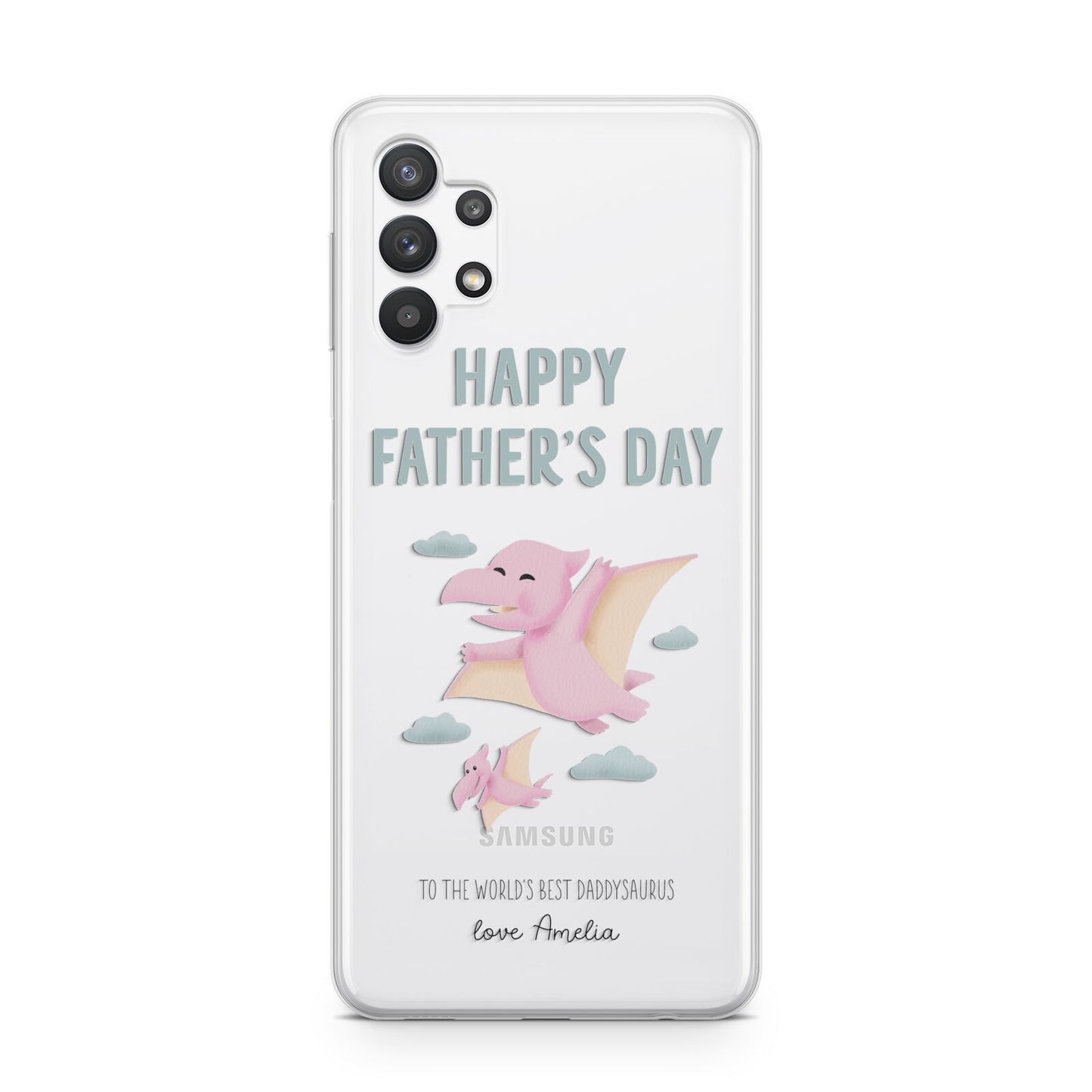 Pink Dino Happy Fathers Day Custom Samsung A32 5G Case