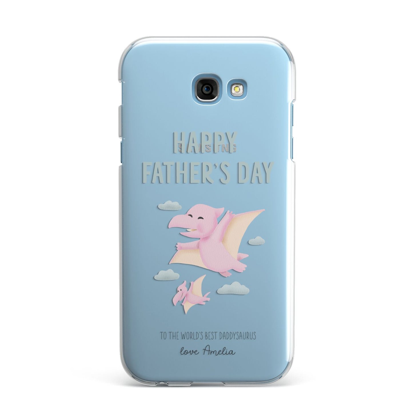 Pink Dino Happy Fathers Day Custom Samsung Galaxy A7 2017 Case