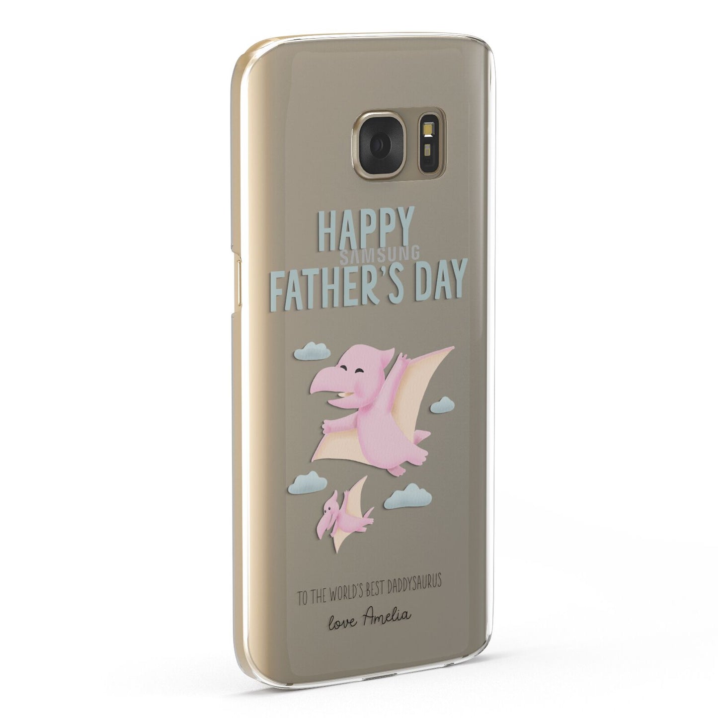 Pink Dino Happy Fathers Day Custom Samsung Galaxy Case Fourty Five Degrees