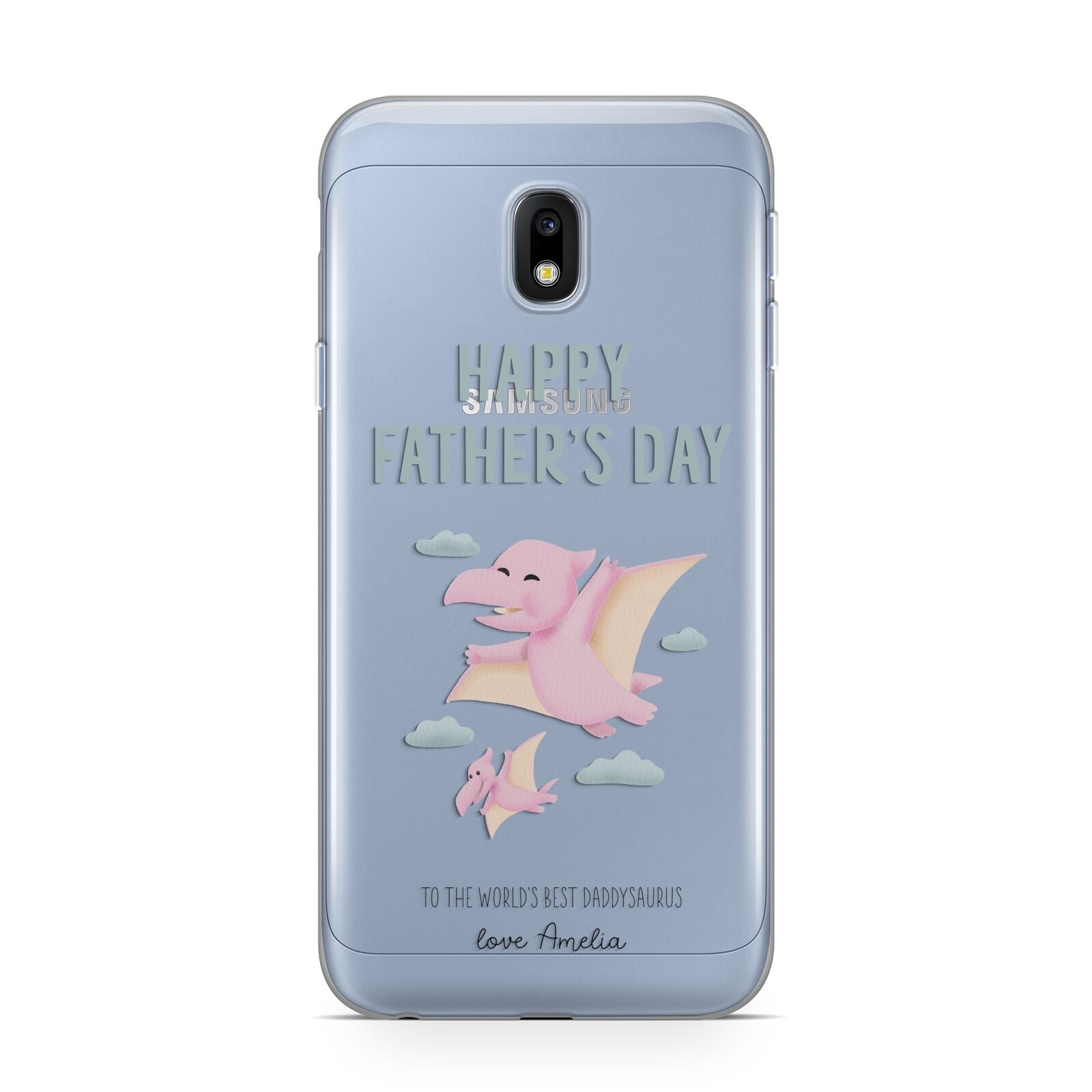 Pink Dino Happy Fathers Day Custom Samsung Galaxy J3 2017 Case