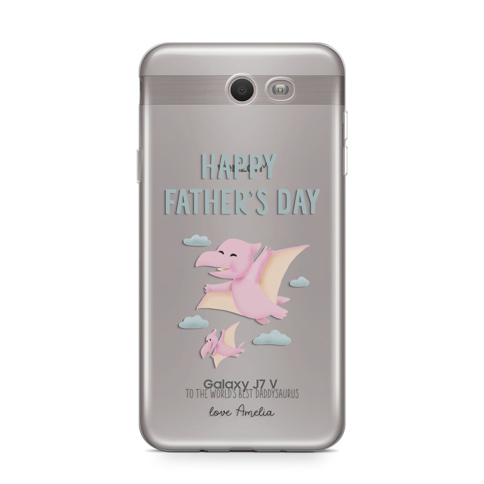 Pink Dino Happy Fathers Day Custom Samsung Galaxy J7 2017 Case