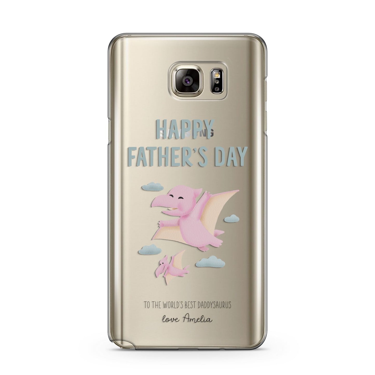 Pink Dino Happy Fathers Day Custom Samsung Galaxy Note 5 Case