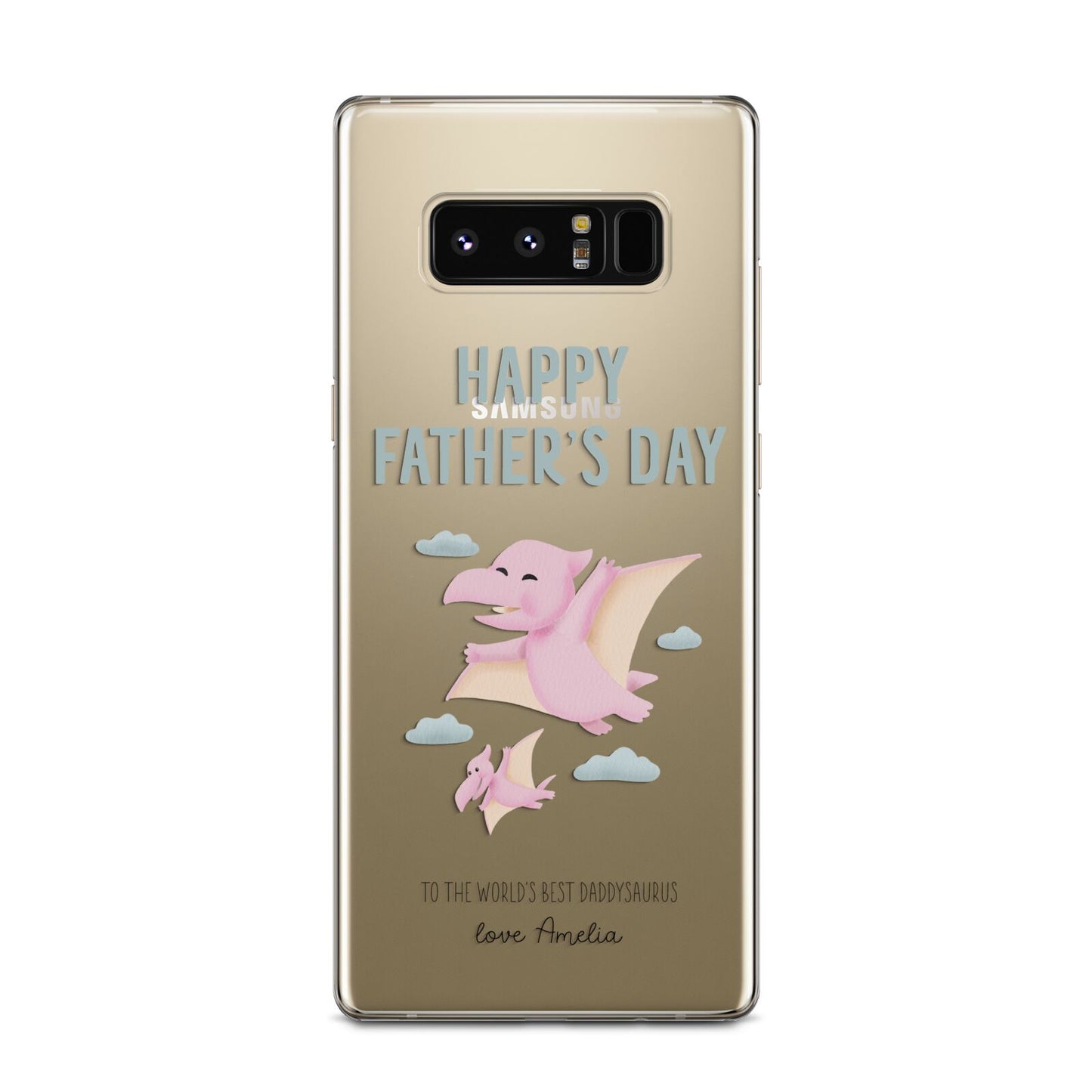 Pink Dino Happy Fathers Day Custom Samsung Galaxy Note 8 Case