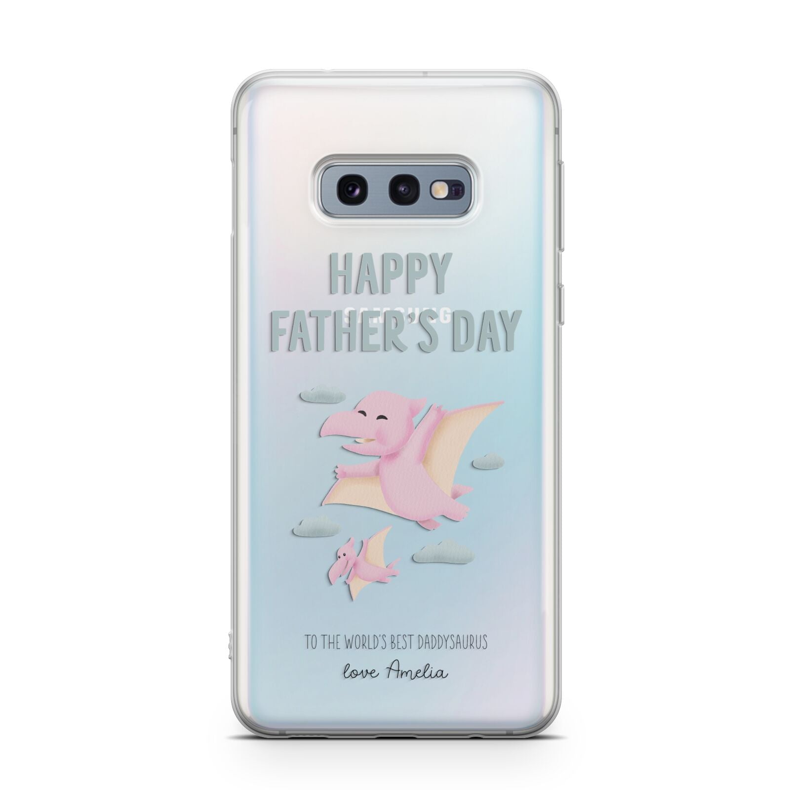 Pink Dino Happy Fathers Day Custom Samsung Galaxy S10E Case