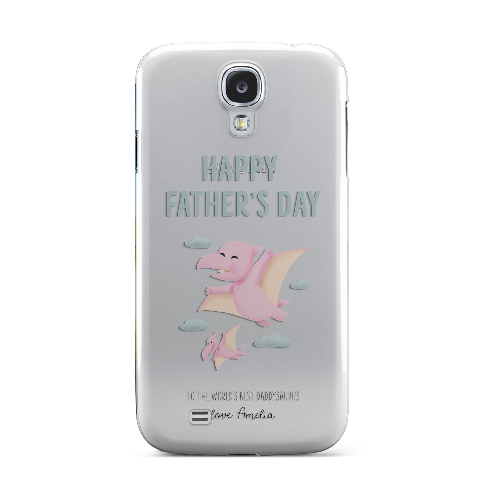 Pink Dino Happy Fathers Day Custom Samsung Galaxy S4 Case