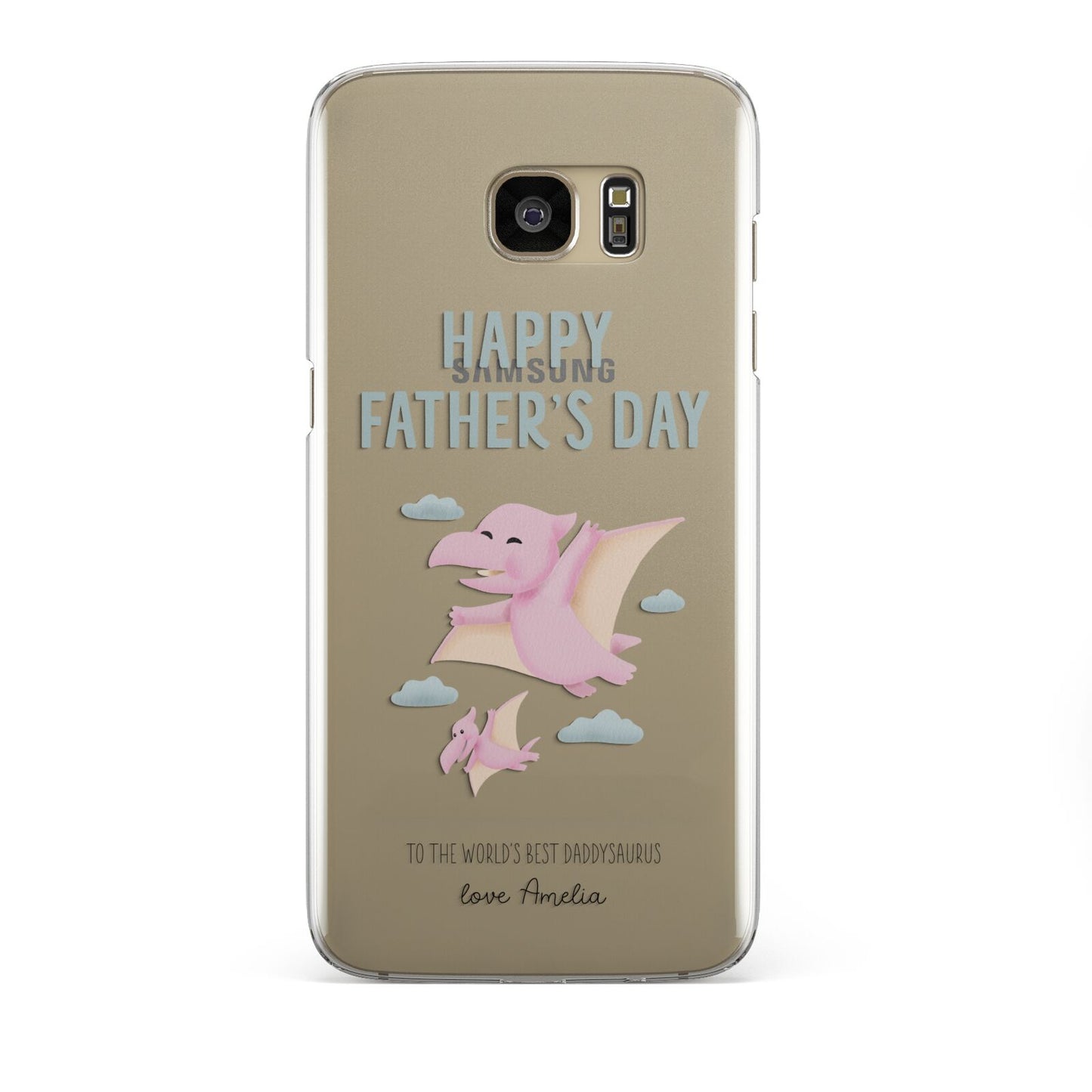 Pink Dino Happy Fathers Day Custom Samsung Galaxy S7 Edge Case