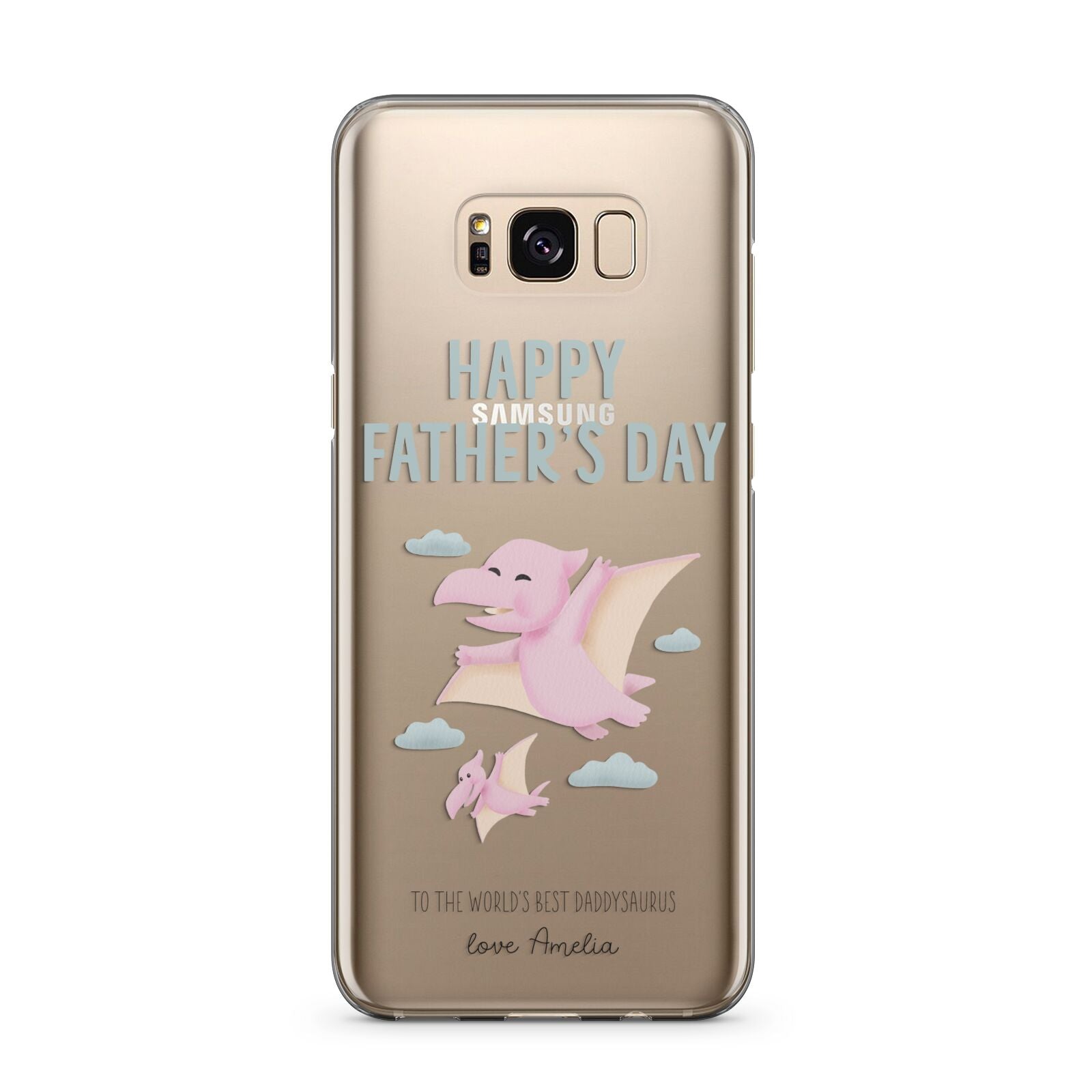 Pink Dino Happy Fathers Day Custom Samsung Galaxy S8 Plus Case